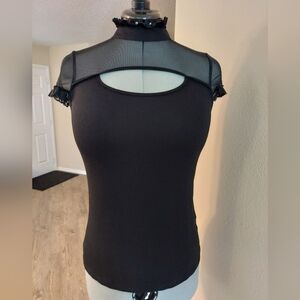 EUC Killstar Rayne high collar lace and mesh top sz L
